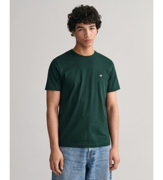 Ganttil mænd. 2003184 Skjold T-shirt grøn (M), Casual, Bomuld, Korte ærmer, Bæredygtig