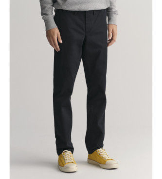 Ganttil mænd. 1505221 Slim Fit twill chino-bukser sort (38/34), Casual, Bomuld