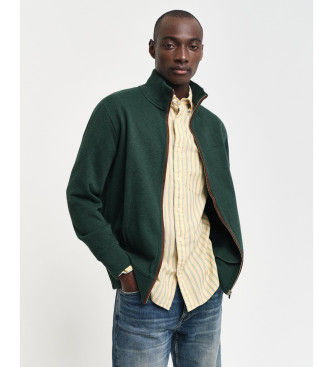 Ganttil mænd. 2028042 Sacker Rib-cardigan med lynlås i grøn (L), Casual, Bomuld