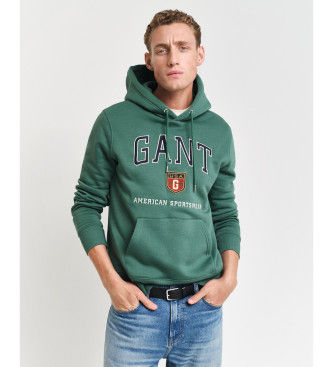 Ganttil mænd. 2044004 Sweatshirt Crest Shield Graphic grøn (XL), Casual, Bomuld, Lange ærmer
