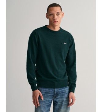 Ganttil mænd. 87211 Rundhalset trøje i meget fin grøn fåreuld (XL), Casual, Bomuld, Blå