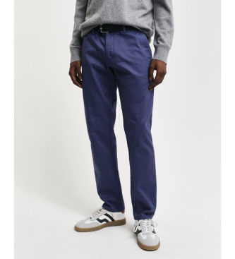 Ganttil mænd. 1505220 Navy Slim Fit Chino-bukser (36/34), Casual, Bomuld, Bæredygtig, Blå
