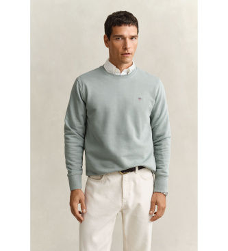 Ganttil mænd. 2006065 Shield sweatshirt med rund hals, grågrøn (L), Casual, Bomuld