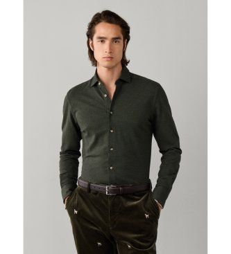 Hackett Londontil mænd. HM3010837 Grøn meleret pikéskjorte (XL), Casual, Bomuld, Lange ærmer