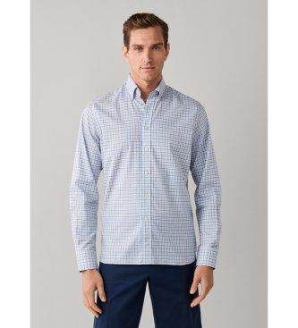 Hackett Londontil mænd. HM3010752 Grøn skjorte med trefarvet gingham-mønster (M), Casual, Bomuld, Klassisk, Lange ærmer