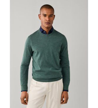 Hackett Londontil mænd. HM7000204 Ess Merino Crew-trøje i olivengrøn (XXL), Casual, Bomuld, Klassisk