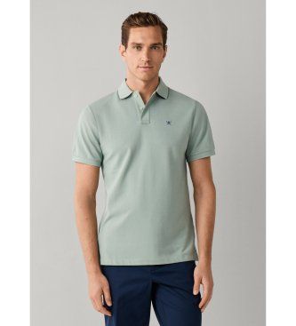 Hackett Londontil mænd. HM5600203 Grøn Slim Fit-polo med logo (XL), Casual, Bomuld, Klassisk, Korte ærmer
