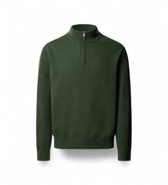 Hackett Londontil mænd. HM7000243 Merino Cash Mix Hzip-trøje med lynlås, grøn (L), Casual, Bomuld, Klassisk, Lange ærmer