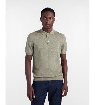 Harmont & Blainetil mænd. HRQ422030990 Grøn strikket poloshirt med tweed-effekt (XL), Casual, Bomuld, Korte ærmer