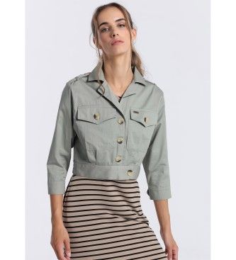 Lois Jeanstil kvinder. 470702255 Grøn jakke (L), Casual, Bomuld, Korte ærmer