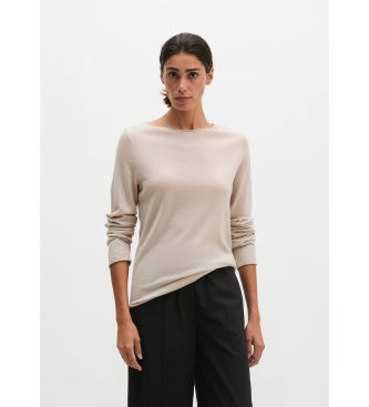 Marc O'Polotil kvinder. 5000008635 Beige slim striktrøje (M), Casual, Bomuld, Lange ærmer