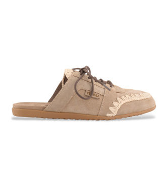 Moutil kvinder. MU.SW731013A Sabot-tøfler i beige ruskind (36), Fast, Blonder, Casual