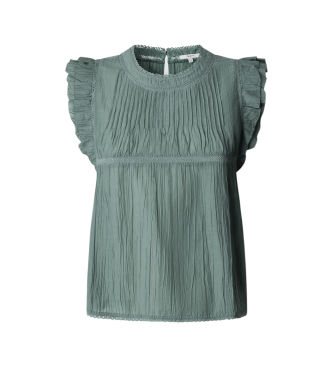 Pepe Jeanstil kvinder. PL3051379 Dakota grøn bluse (M), Casual, Bomuld, Korte ærmer