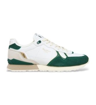 Pepe Jeanstil mænd. PMS40032 Brit Ivy lædersko hvid, grøn (43), Fast, Ruskind, Blonder, Casual