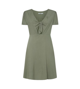 Pepe Jeanstil kvinder. PL953568 Nani kjole grøn (L), Casual, Viscose, Korte ærmer, Bæredygtig