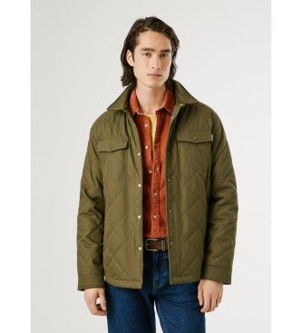 Pepe Jeanstil mænd. PM4027197 Quiltet arbejdsjakke grøn (L), Casual, Bomuld, Lange ærmer