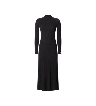Pepe Jeanstil kvinder. PL9537749 Carla kjole sort (M), Casual, Bomuld, Lange ærmer