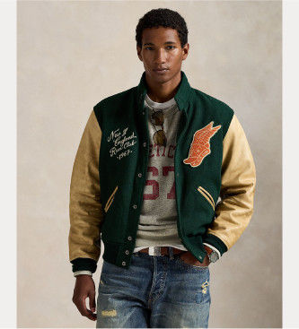 Polo Ralph Laurentil mænd. 710977858001 Grøn Varsity jakke (M), Casual, Bomuld