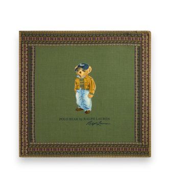 Polo Ralph Laurentil kvinder. 455P18122001 Firkantet tørklæde i uld med grøn Polo Bear (OSFA), Casual, Bomuld