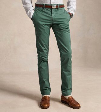 Polo Ralph Laurentil mænd. 710704176061 Elastiske grønne slim fit chinos (30/32), Casual, Bomuld