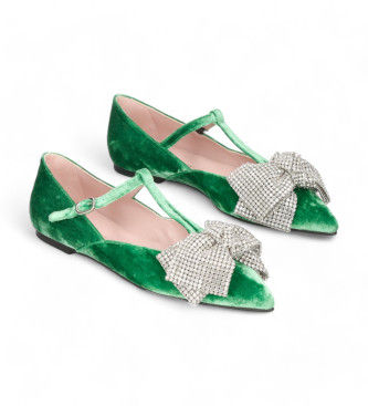 Pretty Ballerinastil kvinder. 51620 Ella grønne sko (39), Læder, Fast, 1-3 cm, Ingen, Casual