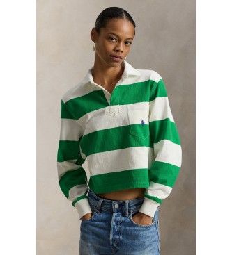 Polo Ralph Laurentil kvinder. 211971746500 Grøn strikket rugby-poloshirt, hvid (XL), Casual, Bomuld