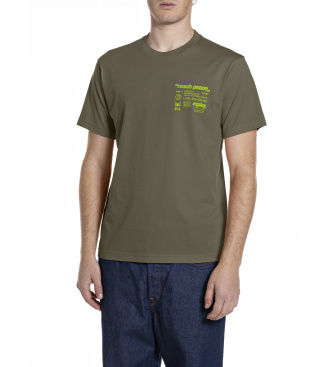 Replaytil mænd. M3353.000.2660 Grafisk grøn T-shirt (M), Casual, Bomuld, Korte ærmer