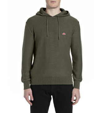 Replaytil mænd. UK4865.000.G21280G Khaki bomuldsstrikket hættetrøje med hætte (XL), Brun, Casual, Grøn