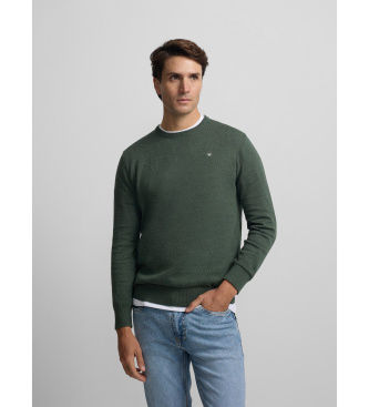 Silbontil mænd. S261010803127 Ensfarvet grøn box-collared trøje (M), Casual, Bomuld