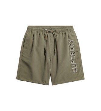 Superdrytil mænd. M3010227A Premium grøn broderet badedragt (L), Badetøj, Genanvendt polister, Bæredygtig