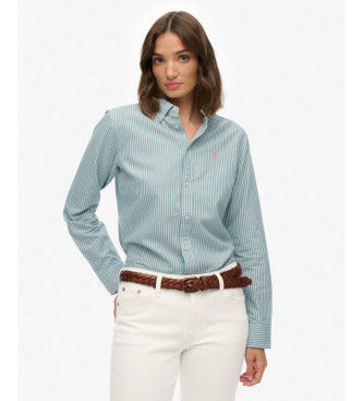 Superdrytil kvinder. W4010565A Slim fit oxfordskjorte turkis (XS), Casual, Grøn, Bomuld, Klassisk, Lange ærmer
