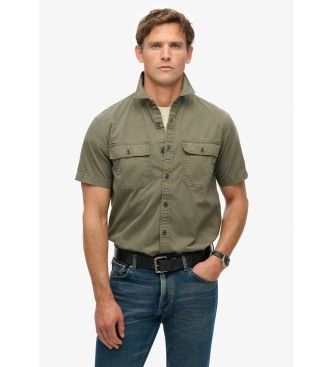 Superdrytil mænd. M4010946A Grøn kortærmet militærskjorte (XL), Casual, Bomuld, Korte ærmer