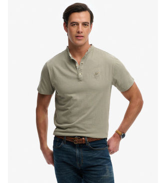 Superdrytil mænd. M6010937A Klassisk Grandad T-shirt grøn (XL), Casual, Bomuld, Korte ærmer