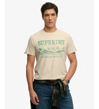 Superdrytil mænd. M1012378A Retro udendørs T-shirt Rlxd beige (XXL), Casual, Bomuld, Korte ærmer