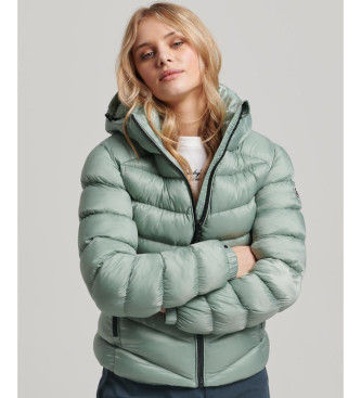 Superdrytil kvinder. W5011593A Fuji quiltet jakke med hætte, grøn (M), Casual, Polyester