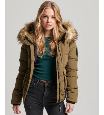 Superdrytil kvinder. W5011576A Everest grøn quiltet bomberjakke med hætte (XS), Casual, Polyester