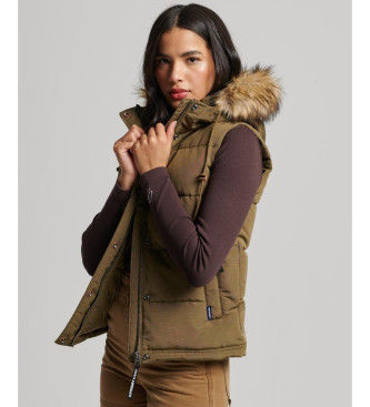 Superdrytil kvinder. W5011551A Vatteret vest i imiteret pels Everest green (S), Casual, Grøn, Polyester