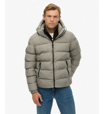 Superdrytil mænd. M5011905A Vatteret sportsjakke grønlig grå (S), Casual, Genanvendt polister, Bæredygtig