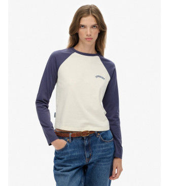 Superdrytil kvinder. W6011805A Essential Baseball T-shirt navy (M), Casual, Bomuld, Lange ærmer, Blå