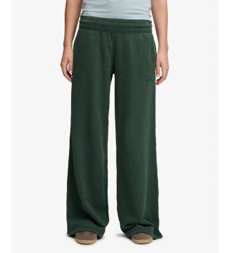 Superdrytil kvinder. W7011286A Grøn Essential Logo Wide Leg Jogger buks (S), Casual, Bomuld