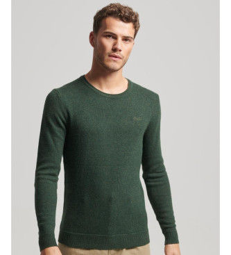 Superdrytil mænd. M6110564A Essential trøje med rund hals grøn (XL), Casual, Nylon