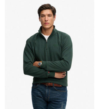 Superdrytil mænd. M2014309A Essential Logo Raglan Henley grøn trøje (S), Casual, Viscose