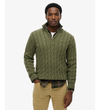 Superdrytil mænd. M6110698A Jacob Cable grøn trøje (M), Casual, Akryl, Lange ærmer