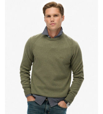 Superdrytil mænd. M6110689A Grøn pullover i uldblanding (XL), Casual, Bomuld, Lange ærmer