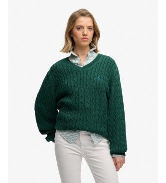 Superdrytil kvinder. W6110742A Oversized-trøje med snoninger i grøn (XS), Casual, Bomuld