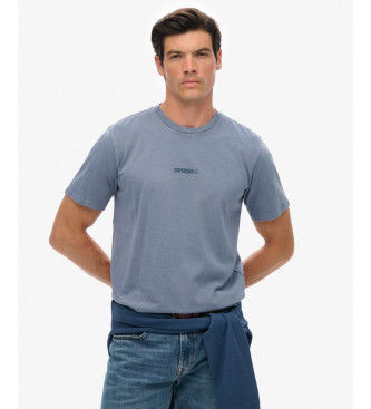 Superdrytil mænd. M1012131A Micro Logo T-shirt Flint Stone blå (M), Casual, Bomuld, Korte ærmer
