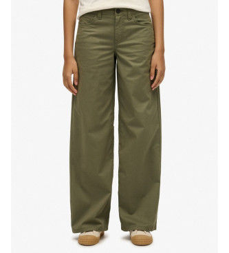 Superdrytil kvinder. W7011313A Grønne baggy chino-bukser (32/30), Casual, Bomuld