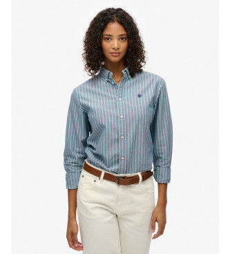 Superdrytil kvinder. W4010565A Slim fit oxfordskjorte blå (M), Casual, Bomuld, Lange ærmer