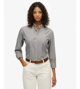 Superdrytil kvinder. W4010565A Slim fit oxfordskjorte blå (M), Casual, Bomuld, Lange ærmer