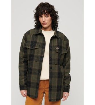 Superdrytil kvinder. W4010431A Grøn ternet fåreskindsovertrøje (M), Casual, Bomuld, Lange ærmer
